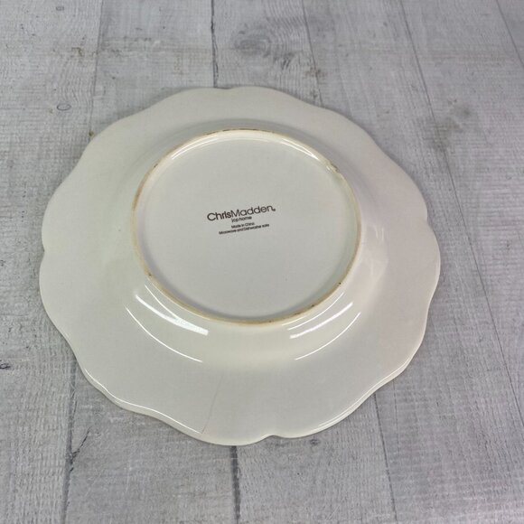 Chris Madden JCPenny ADALINA Ivory Embossed Stoneware Salad Lunch Plates Set 4 - Picture 7 of 16